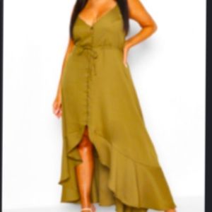 Plus size olive high low swing dress